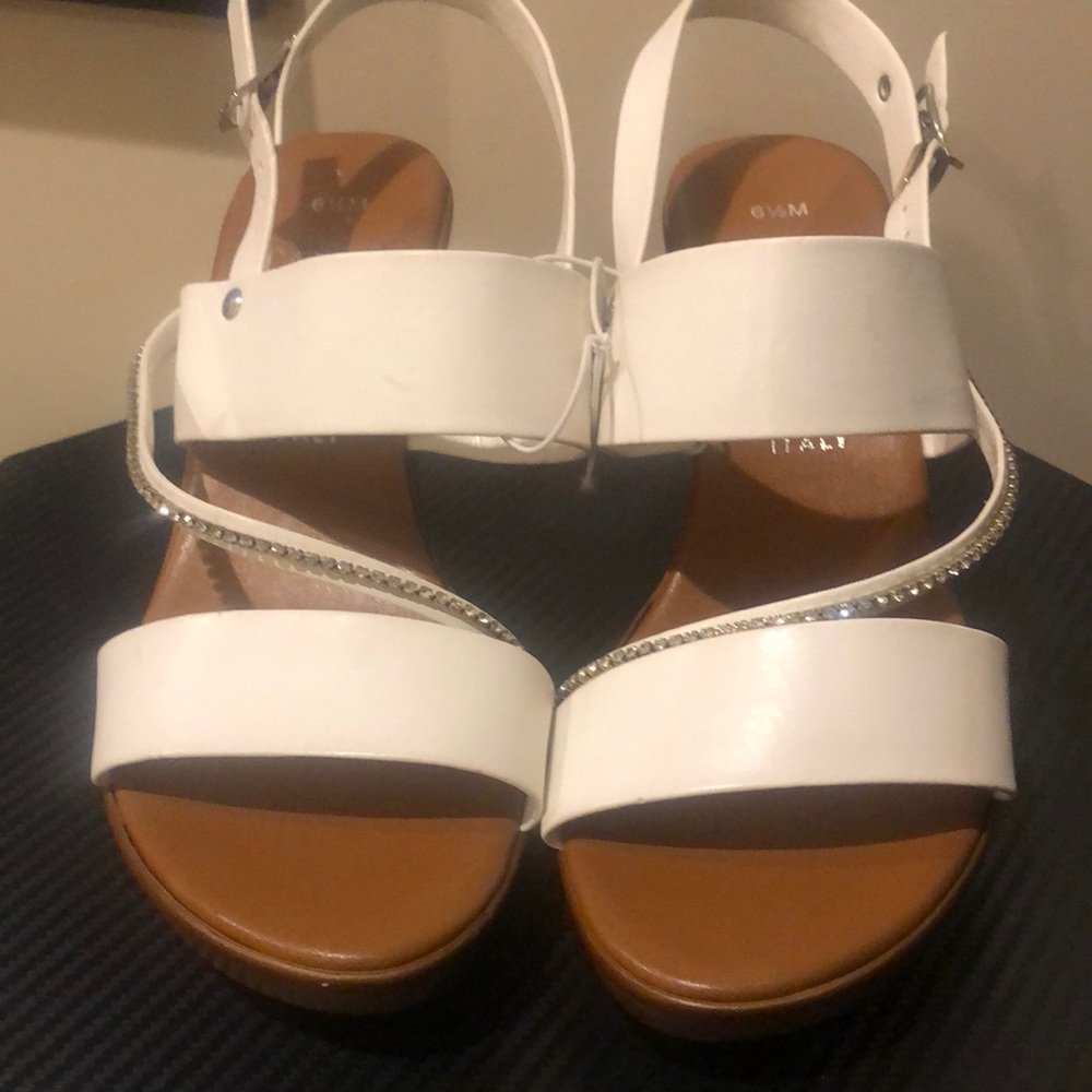 Italian Shoemakers white heeled sandals.